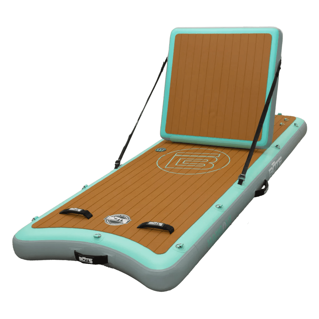<p>If you&rsquo;ve seen any pool ever with the chaise lounge chairs on the side of the pool, this is a floating version of that. The patent pending Hangout Lounge is the next-level evolution of our original&nbsp;<a href="https://www.boteboard.com/collections/inflatable-dock-fx" target="_blank" data-sanitized-data-mce-fragment="1" data-sanitized-data-mce-href="https://www.boteboard.com/collections/inflatable-dock-fx" rel="noopener">Dock FX</a>. To enhance it, we added a removable and adjustable (and reclinable!) seatback to allow you to treat it like a lounge chair on the water. We also added a grooved shape at the foot of the raft to allow it to pair up seamlessly with a Hangout Bar.</p>
<p data-sanitized-data-mce-fragment="1">The Hangout Lounge features 1 MAGNEPOD attachment point and 11 D-rings to connect it to any and all pieces of the Hangout Suite, creating your own little Hangout ecosystem.</p>
<p><strong>Included Items<a target="_blank" data-encoded-attr-charset="dXRmLTg=" data-encoded-tag-value="" data-encoded-tag-name="meta" rel="noopener"></a></strong></p>
<ul>
<li>One (1) Inflatable Hangout Lounge</li>
<li>One (1) Inflatable Back Support</li>
<li>One (1) Aero Repair Kit</li>
<li>One (1) Hand Pump</li>
<li>One (1) Carry Sling</li>
<li>Set of four (4) DockLink Connectors</li>
</ul>
<p><strong>Technical Specs<a target="_blank" data-encoded-attr-charset="dXRmLTg=" data-encoded-tag-value="" data-encoded-tag-name="meta" rel="noopener"></a></strong></p>
<ul>
<li><strong>Dimensions:</strong>&nbsp;8&prime; L &times; 36&Prime; W &times; 6&Prime; D</li>
<li><strong>Capacity:</strong>&nbsp;300 LBS</li>
<li><strong>Avg. Weight:</strong>&nbsp;27 LBS</li>
<li><strong>Construction:</strong>&nbsp;Inflatable AeroULTRA Technology</li>
<li><strong>Optimal Inflation:</strong>&nbsp;6-8 PSI</li>
<li><strong>Carry Sling Dimensions:</strong>&nbsp;38.2&Prime; L &times; 19.3&Prime; W &times; 11.4&Prime; D</li>
<li><strong>Loaded Bag Weight:</strong>&nbsp;30 LBS</li>
<li><em>*Patent Pending</em></li>
</ul>